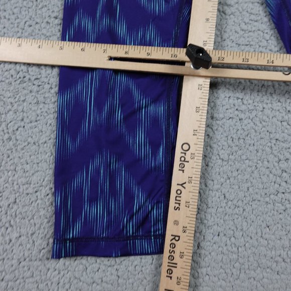 ROXY Capri Leggings Womens Small Blue Pattern Drawstring Run Swim Surf Stretch - Picture 8 of 15